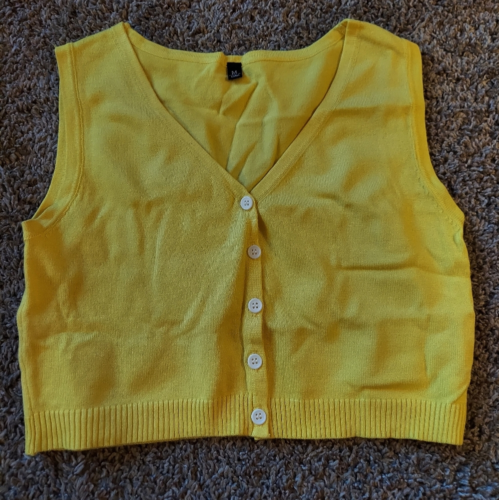 Yellow Crop-Top Sweater Vest